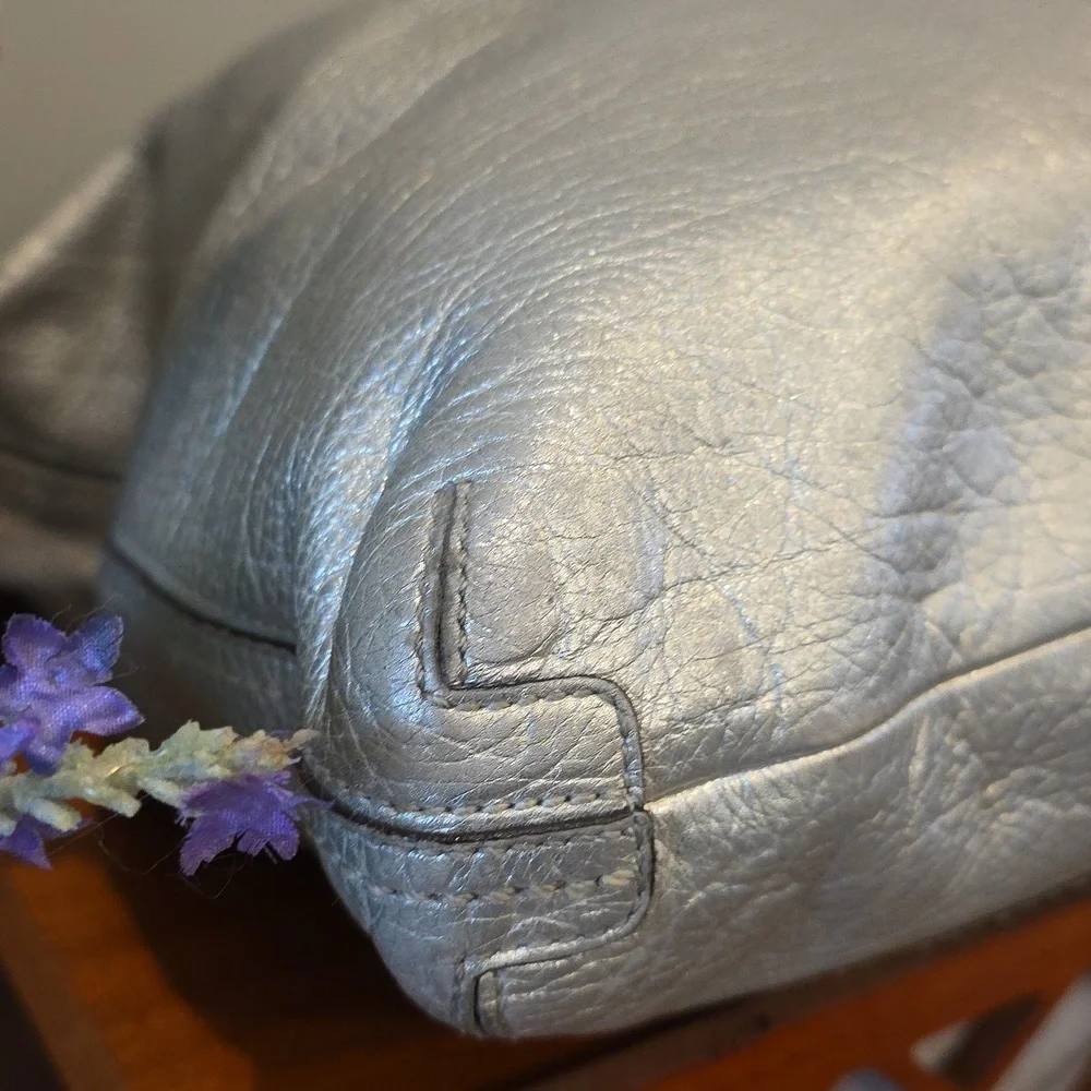 Coach Bleecker Pewter/Silver Metallic Featuring Tattersall Lining